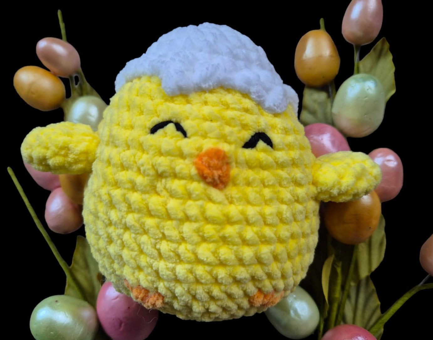Easter chick with shell on it's head soft toy