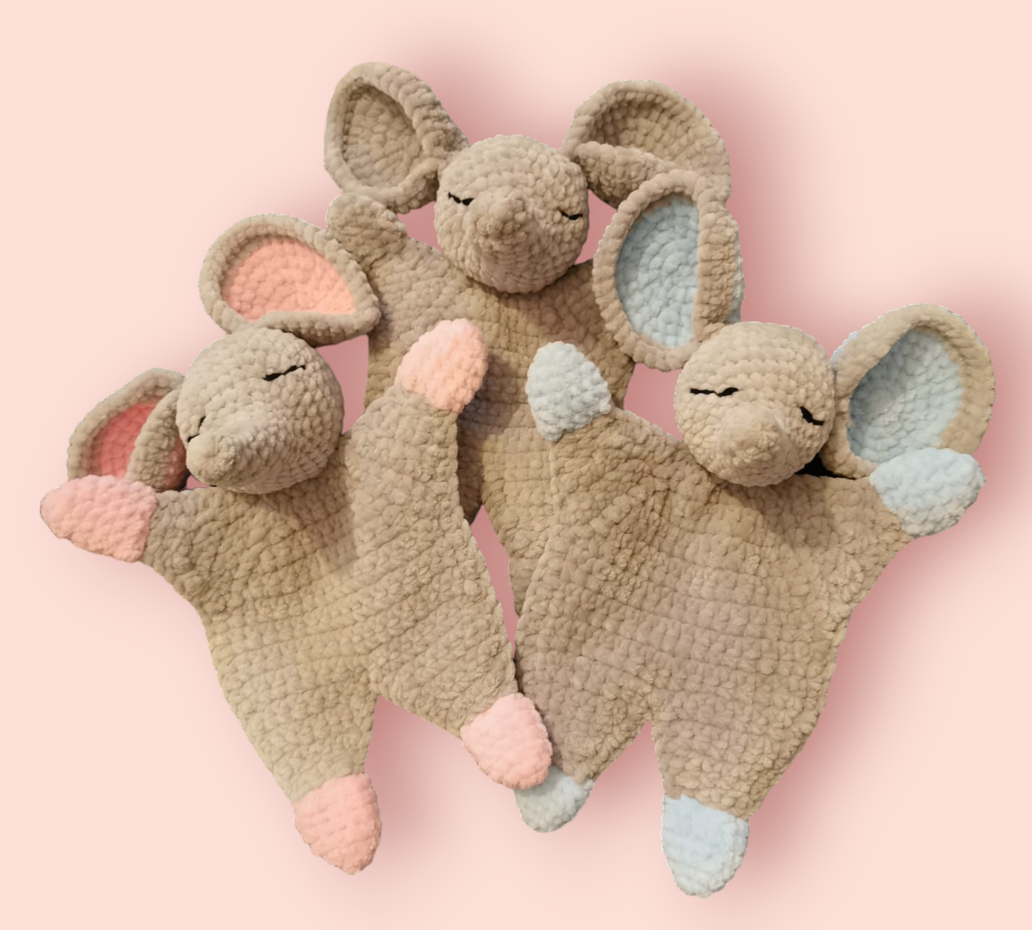 Crocheted elephant lovey baby soft toy