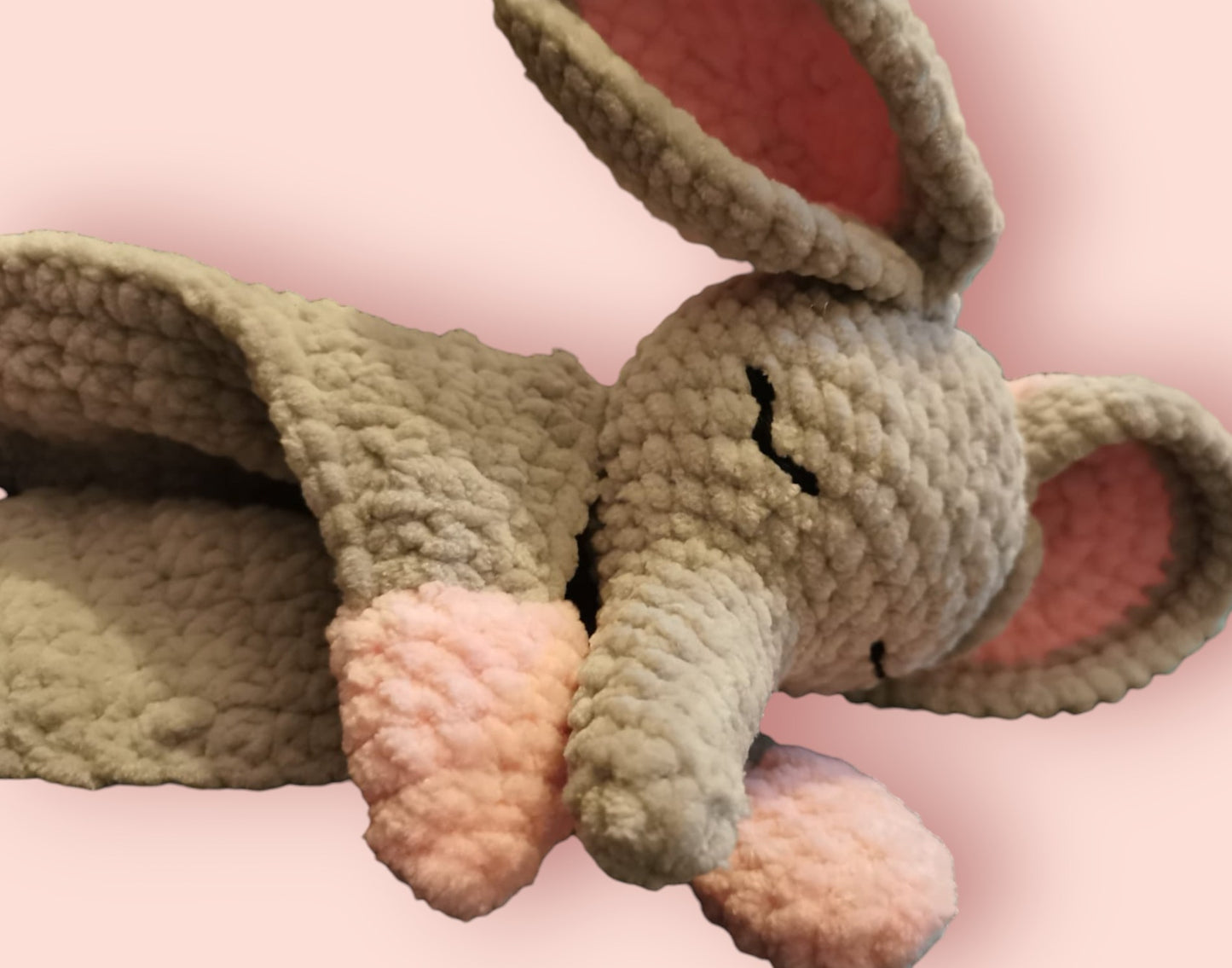 Pink and grey elephant lovey baby soft toy